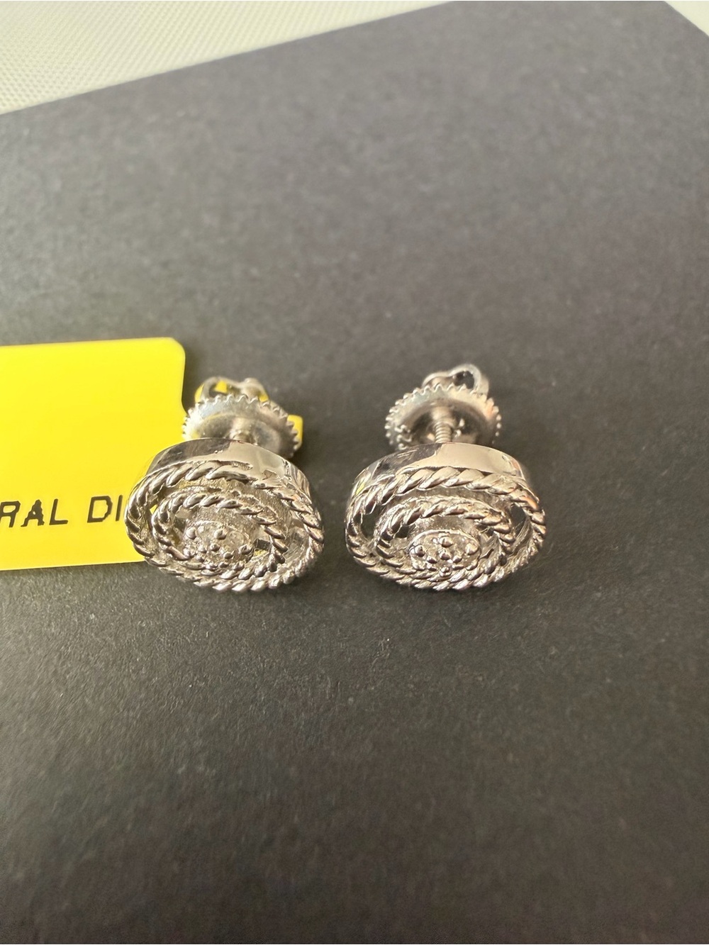 Natural Diamond on 925 Silver Rope-Screwback Earrings